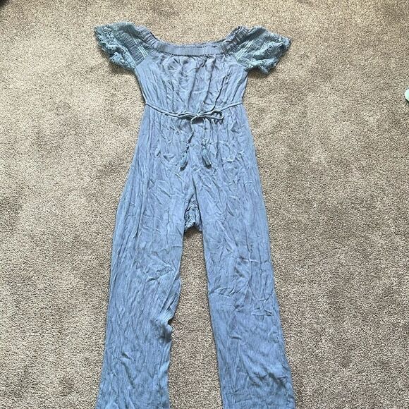 Hint Of Blush Navy Blue Off Shoulder Romper Size S - Picture 2 of 11